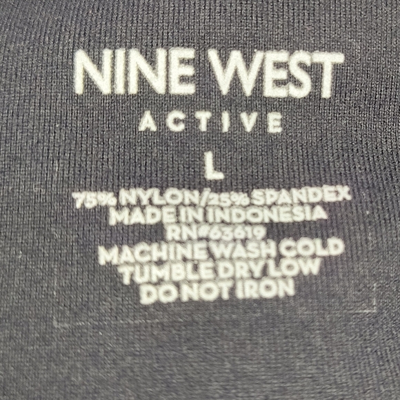 Nine West Active Black & White Yoga Athletic Leggings Reflective Stripes L - Picture 3 of 10